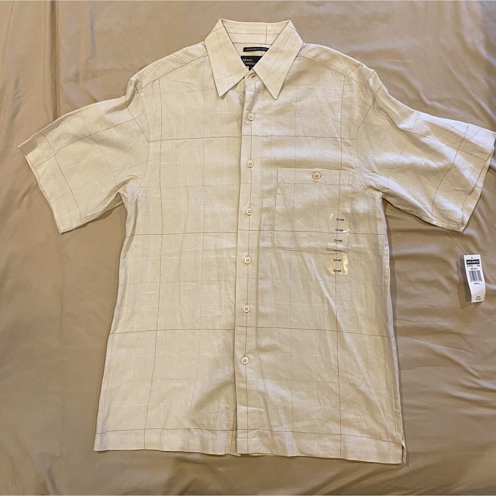 Marc Edwards‎ Mens S, Linen, Short Sleeve,  Washable Linen Button Up Shirt NWT